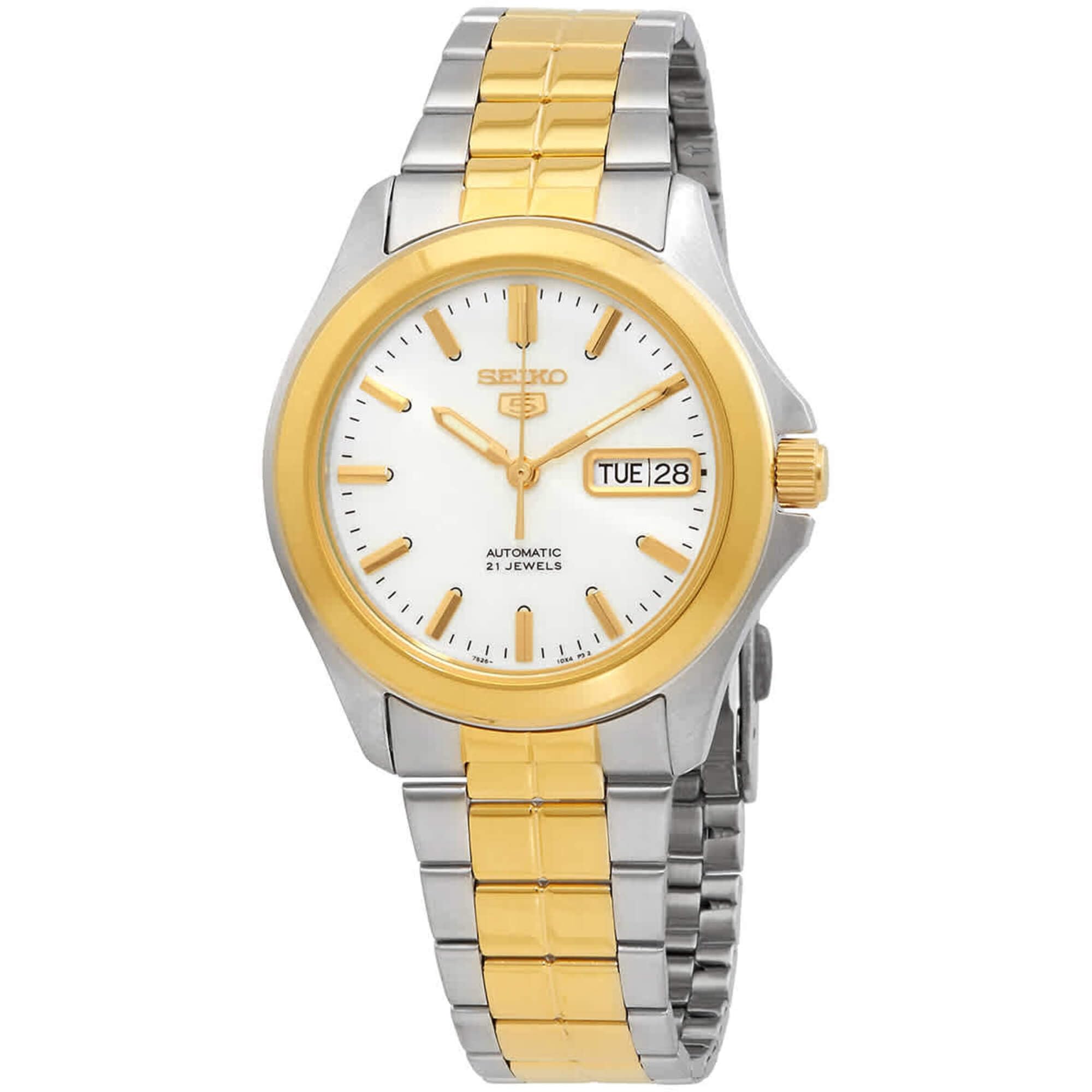 

[Seiko] Seiko Watch Two Tone Stainless Steel Analog with White Dial SNKK94 Men s