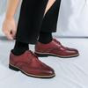 Autumn Brand Oxford Shoes Lace Up Men's Leather Shoes Pointed Low Heel Red Wedding Groom Fashion Formal Business Casual Shoes