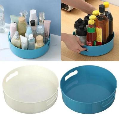 Bandeja de Almacenamiento Giratoria de Plástico Plato para Fruta Snack Seco Organizador de Escritorio Multifuncional Almacenamiento Giratorio 360° Herramienta para Hogar Cocina