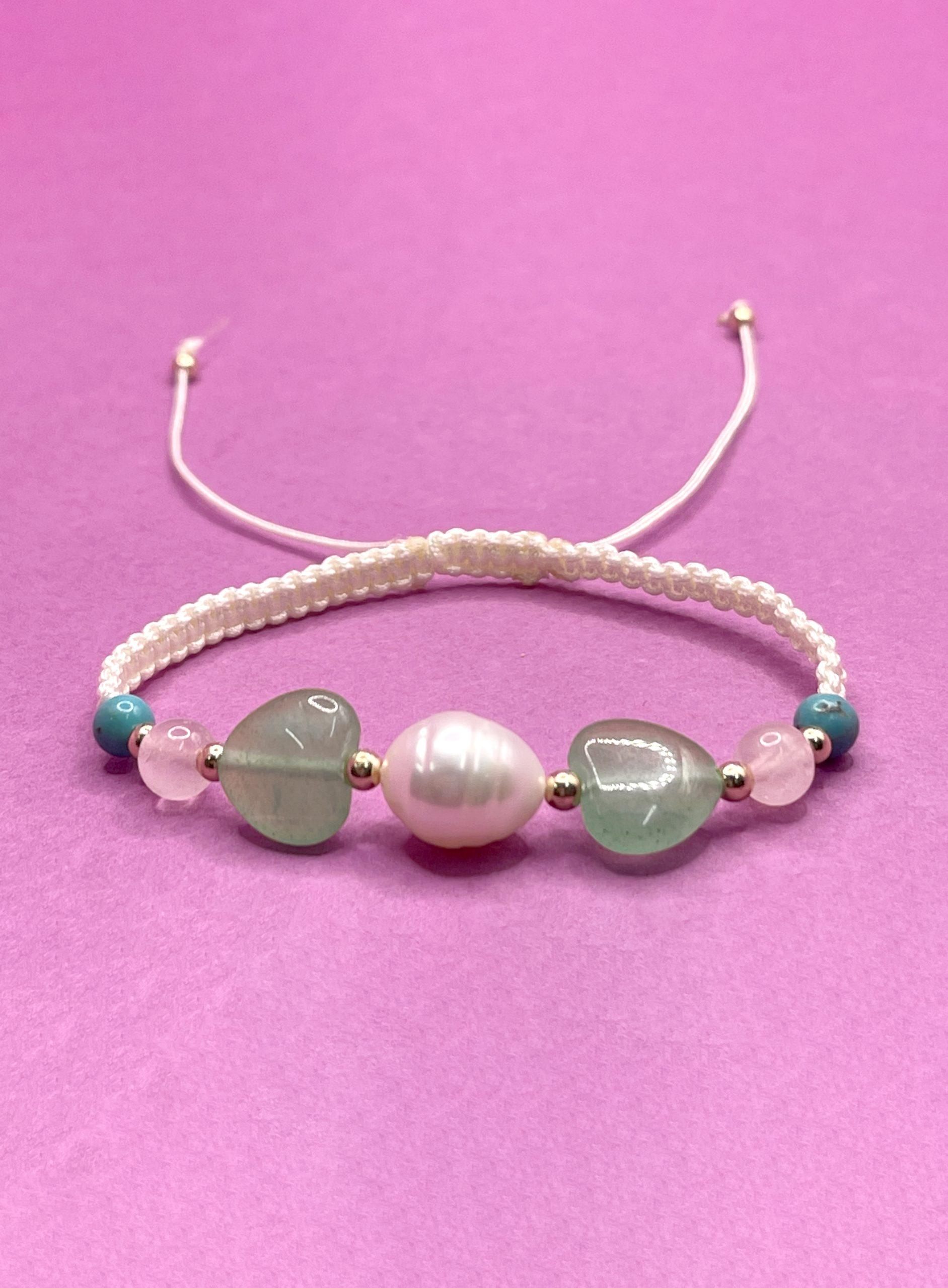 

Женский браслет специального дизайна на День святого Валентина, очаровательная любовь, жемчуг, розовый кварц, авантюрин, бирюза