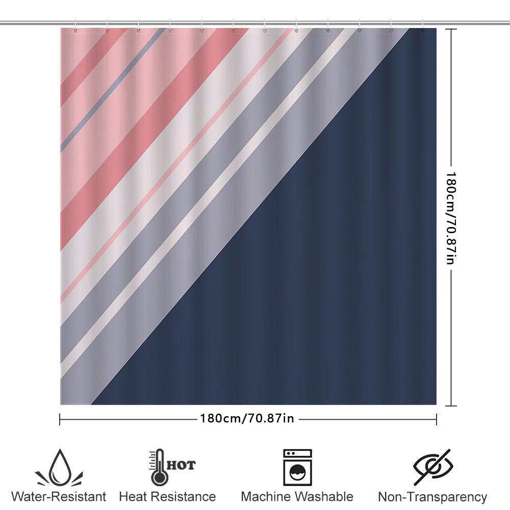 Shower Curtain Set Waterproof Abstract Stripe Pattern Bathroom Decor Modern Farmhouse Coastal Fabric Backdrop