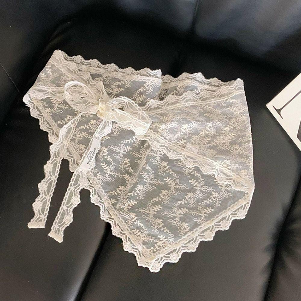 Embroidered Lace Headband Floral Printed Embroidered Flower Scarves Lace Triangle Scarf  Travel