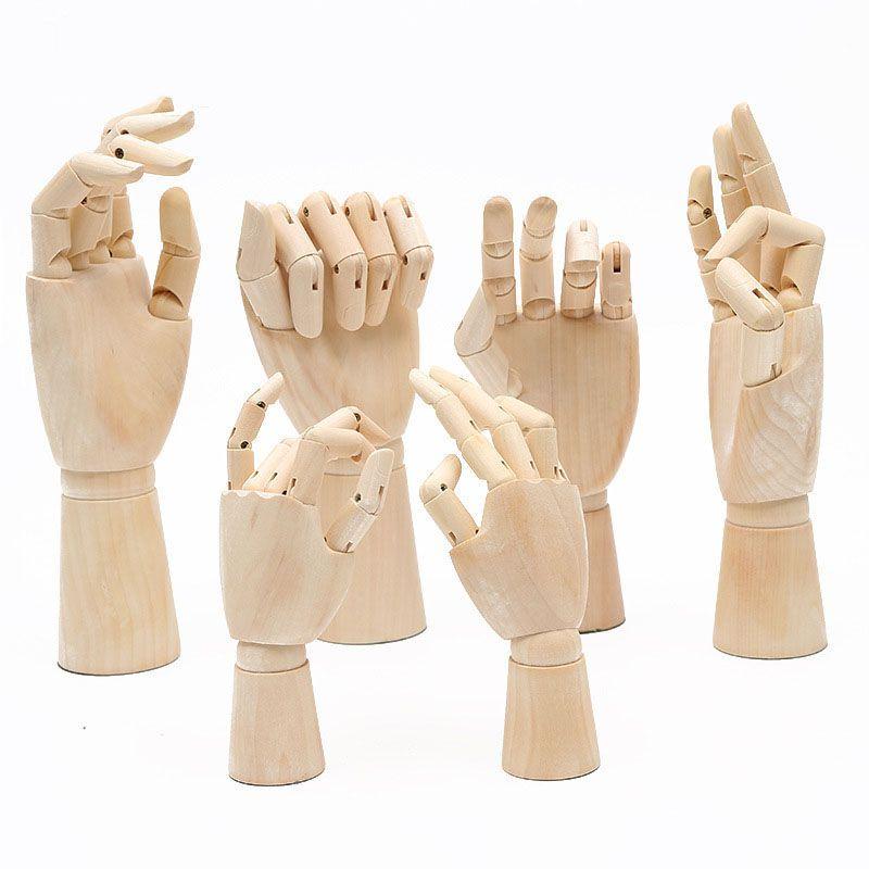Right Left Wooden Hand Model Sketching Drawing Jointed Movable Fingers Mannequin