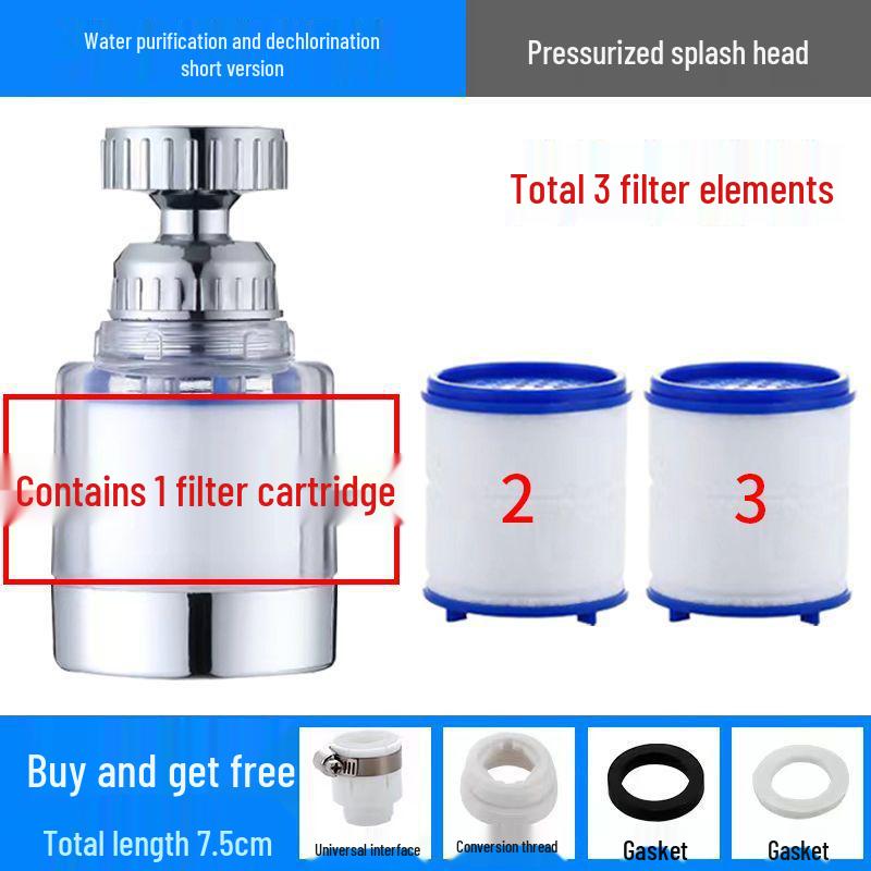 360° Rotating Splash-Proof Kitchen Faucet Filter & Showerhead Extender