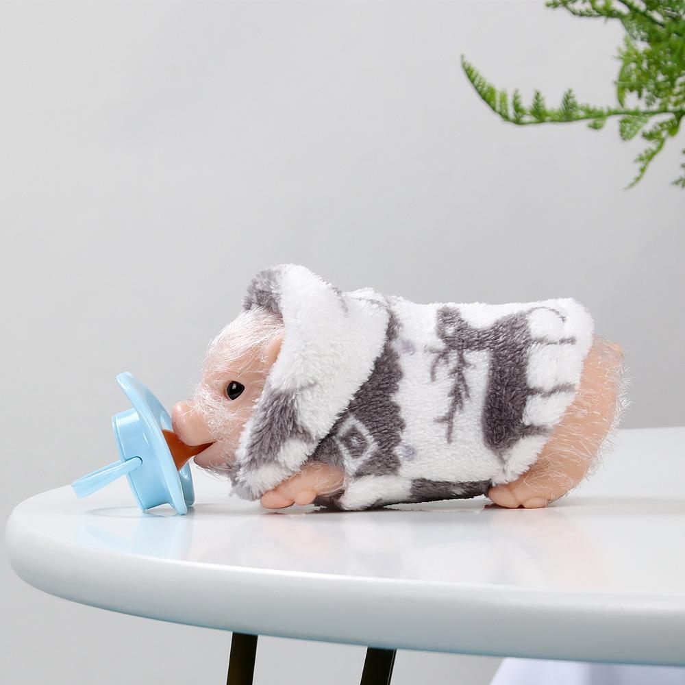 

5-дюймовая силиконовая игрушка-кукла-поросенок, мини-мягкая реалистичная силиконовая кукла-поросенок, силиконовый поросенок Реборн с аксессуарами для детского подарка на Рождество оранжевый