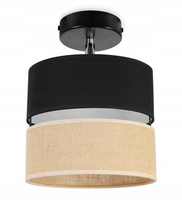 Deckenleuchte, Wandleuchte, Jute-Lampenschirm, 20 cm, Schwarz