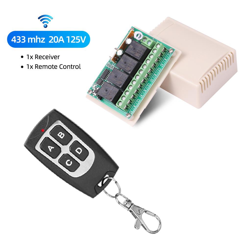 433Mhz RF Remote Control Circuit Universal Wireless Switch DC 6V 12V 4CH Rf Relay Receiver and Keyfob Transmitter for Garage