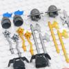 Mittelalterlicher Ritter Waffen Teile Set - Rüstung, Schwert, Helm, Pferd, Schild, Artilleriewagen - Bausteine Burg Figur Zubehör Set