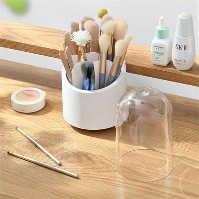 Portapennelli da trucco rotante con coperchio Organizzatore cosmetico di lusso Portarossetti Portamatite per sopracciglia Scatola portaoggetti per ombretti