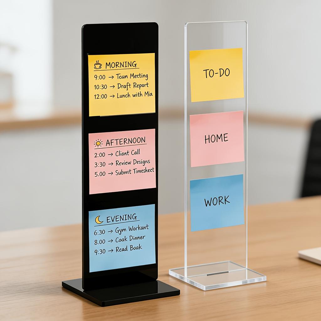 Detachable Transparent Acrylic Memo Board Desktop Screen Holder Office Adhesive Message Display Stand Study Working Daily Use