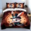 White Rabbit Vintage Clock with Pocket Watch Print Bedding Set 1 Duvet Cover 2 Pillowcases for Adult and Children Luxury Gift