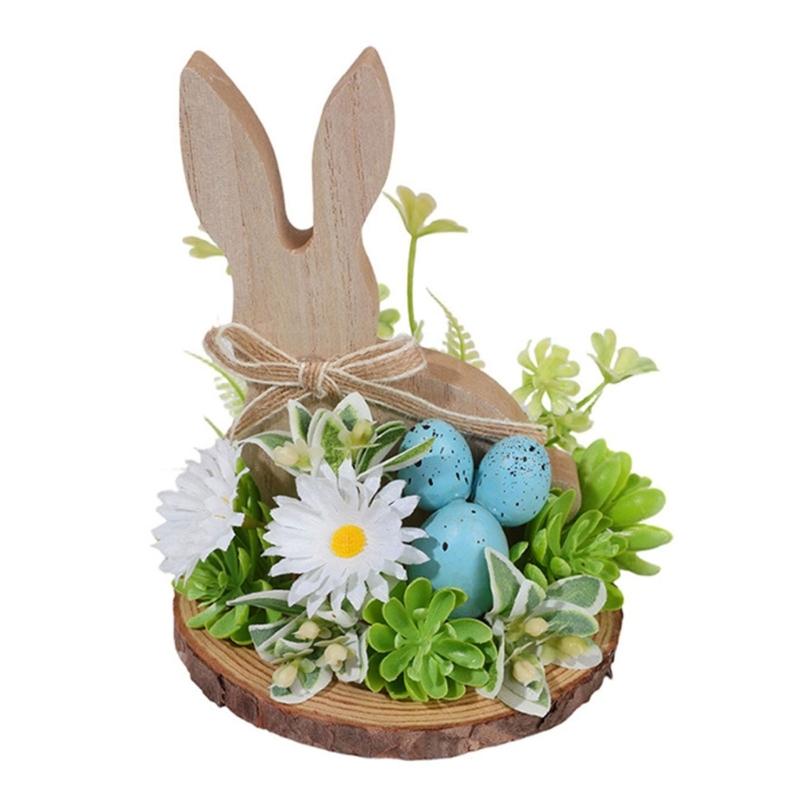 Easter Eggs Rabbit Decorations Wood Plastic Indoor Outdoo Family Activity Supplies Desktop Ornament