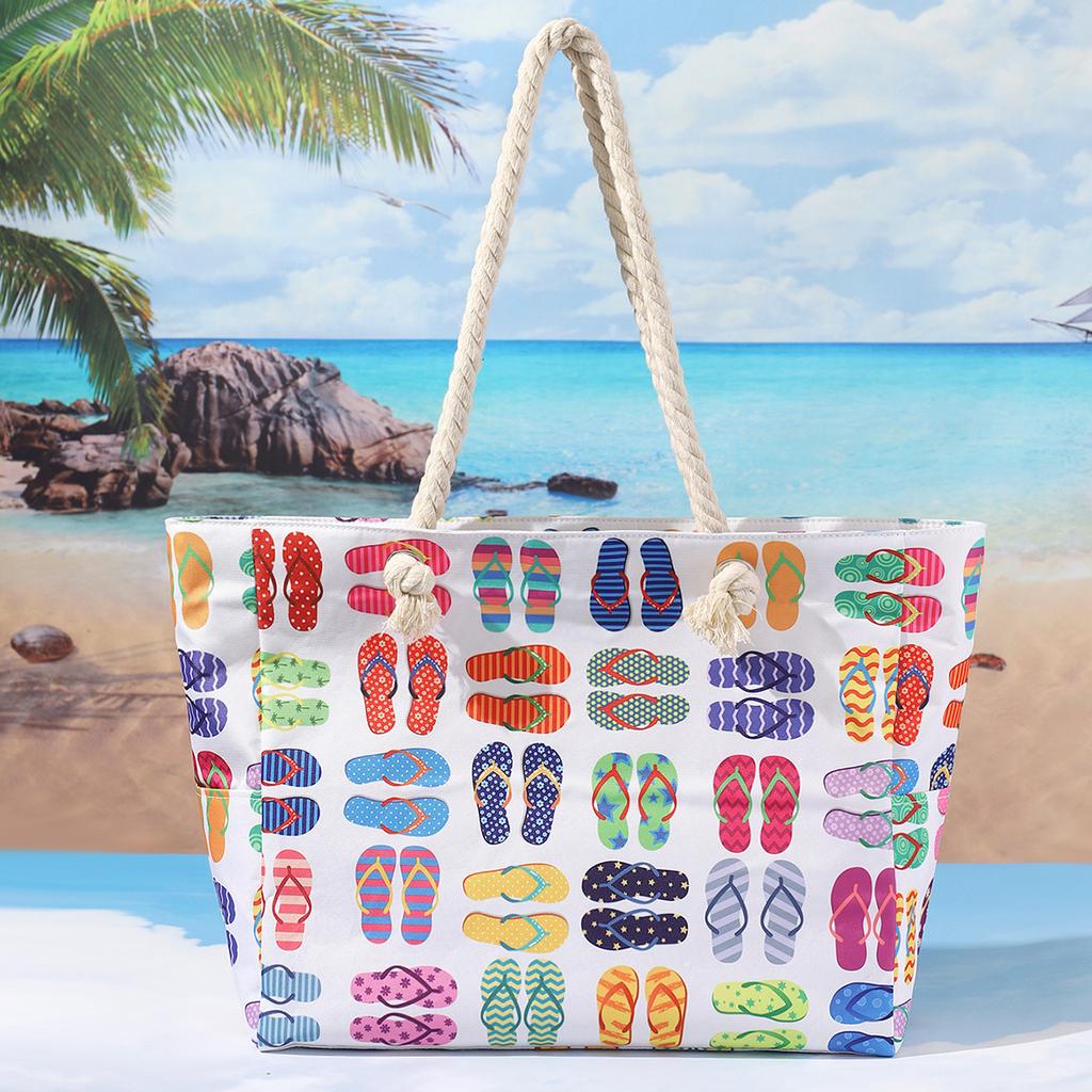 New printed beach bag large-capacity casual shoulder handbag simple and fashionable summer travel tote bag