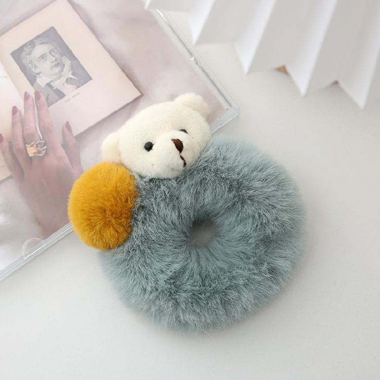 Cute Elastic Plush Bear Hair Ties Furry Ball Ponytail Holder Lovely Elastic Band