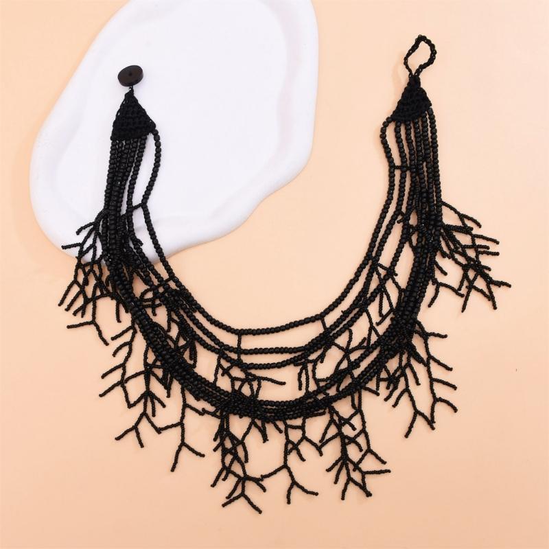 Handmade Multilayer Rice Beads Necklace Choker Necklace Jewelry For Women Skin Friendly Bohemian Dress Neck Wear