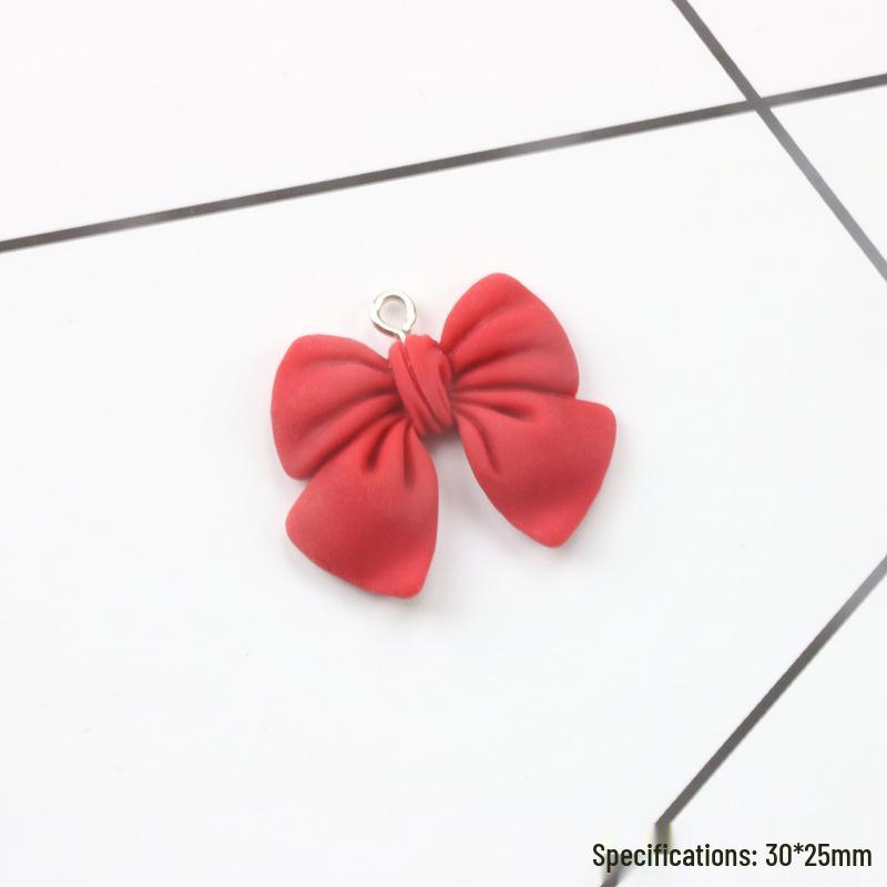 Imitation Fabric Bow Resin Pendant Earrings - DIY Jewelry Accessories
