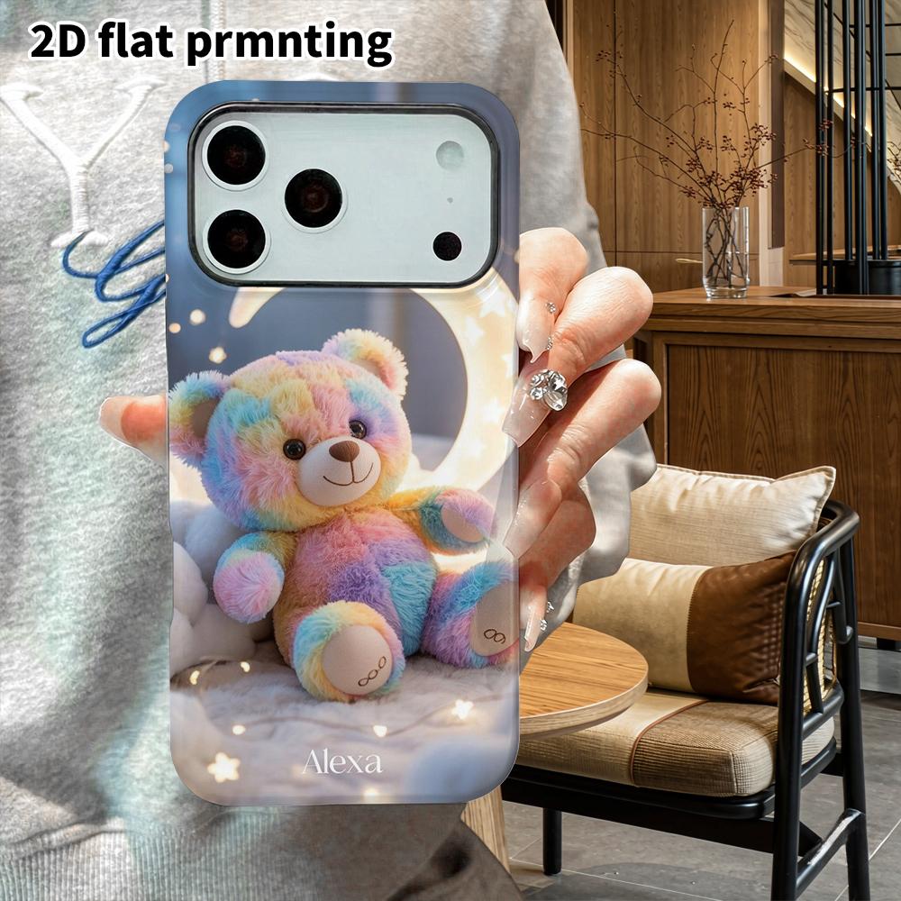 Phone Case: 2D Flat Design Suitable for iPhone 18, 17, 16, 15, 14, 13 Pro Film Protective Case, Couple Style, Rainbow Little Bear, Christmas and Hallo