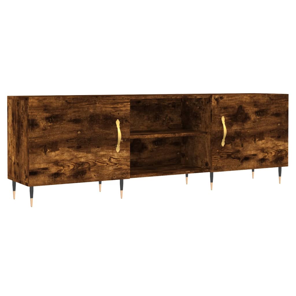 TV Stand Smoked Oak Finish 150 X 30 X 50 Cm Engineered Wood