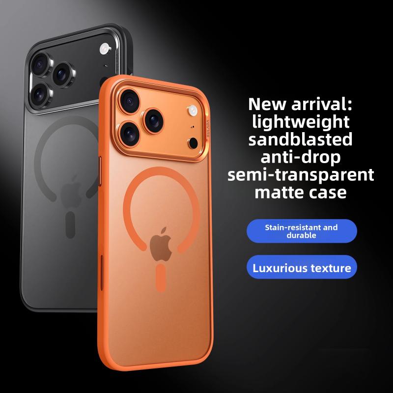 Luxury Matte Hybrid Magnetic Phone Case For iPhone 17 Pro Max 17 Pro 17 Air Translucent Alloy Lens Frame Shockproof Hard Cover