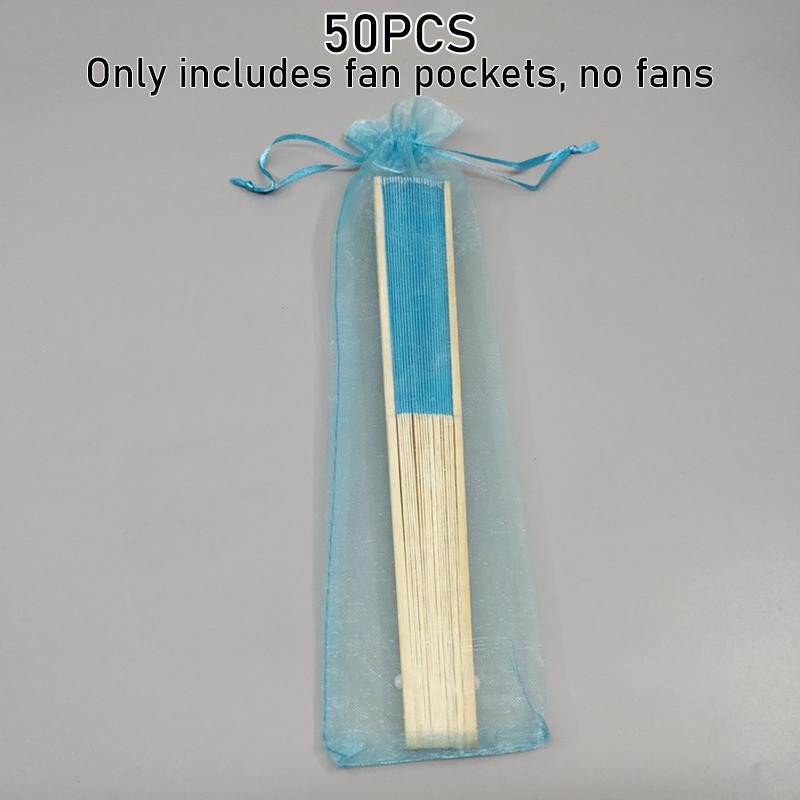 50 шт. 26 см Длинный складной ручной веер Чехол Шнурок Цветная Органза Прозрачные Мешочки Карман Свадебная Вечеринка Подарок Упаковочные Мешки 26x6cm