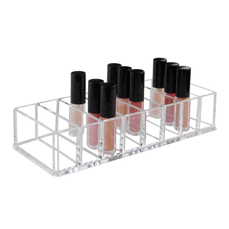 Clear Acrylic 8-Grid Makeup Organizer for Lipstick, Eyeshadow, and Powders