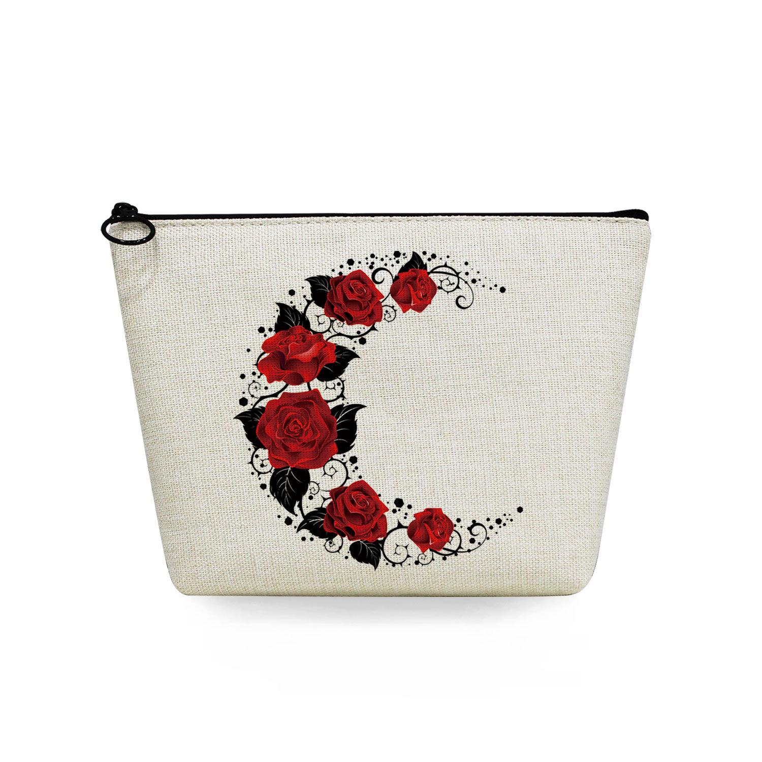 Women Rose Print Cosmetic Bag Toiletries Organize Travel Storage Case 6737 KTB