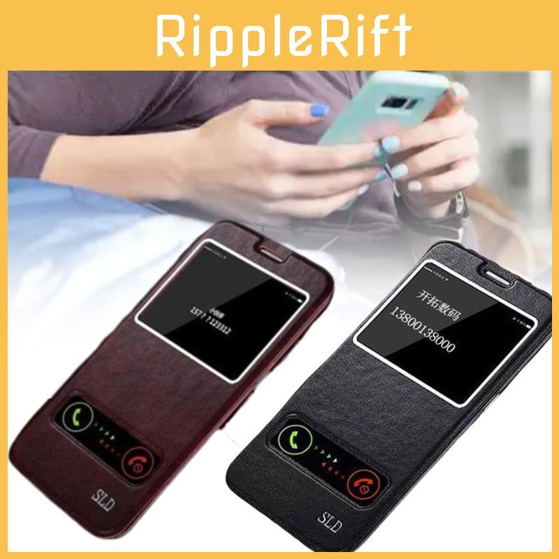 Für Samsung S6 S7 S7edge S6edge Leder Handyhülle mit stoßfester Dual-Fenster Klappabdeckung für Zuhause und Reisen