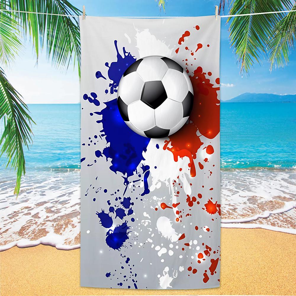 

New Football Beach Towel Soccer Themed Microfiber Bath Towel for Adults Seaside Quick Dry Towel W30*H60(CM)