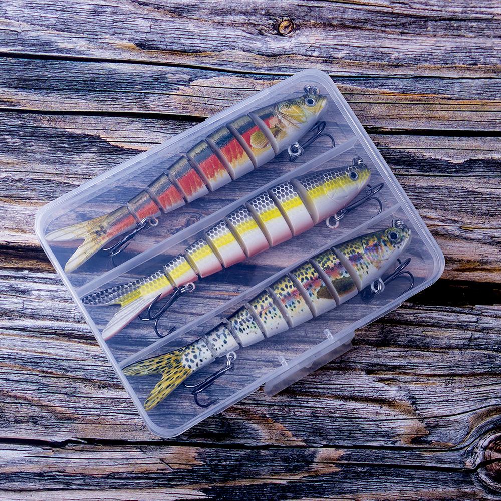 3 Sets Multi-Section Fish Artificial Hard Bait Crank Lure Loach Luya Simulation Bionic Beak Bait Hooks Stainless Steel Boxed