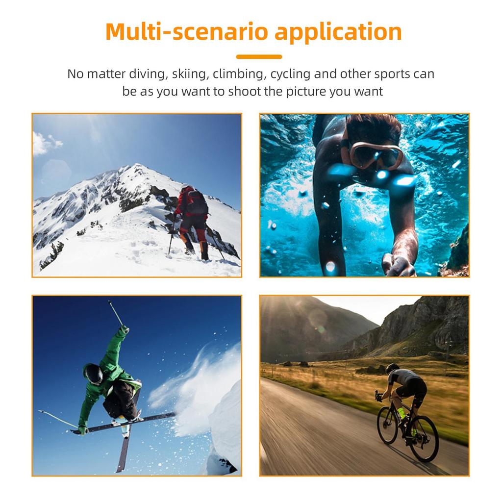 4K 30FPS Action Camera 16MP WiFi Sports Camera 160 degrees Wide Angle Lens Dual Screen 30M 98ft Waterproof with