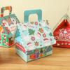 4 Stück Weihnachts Hausform Geschenkboxen Kraftpapier Süßigkeiten Kekse Geschenkverpackungsbox mit Henkel Weihnachtsbaum Anhänger Partyzubehör