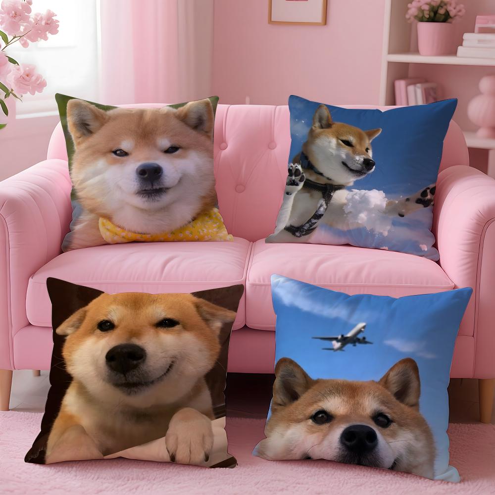 Adorable Japanese Animal Dog Art Cute Shiba Inu Cushion Cover Pillow Case Soft Skin Friendly Fabric  Concealed Zipper