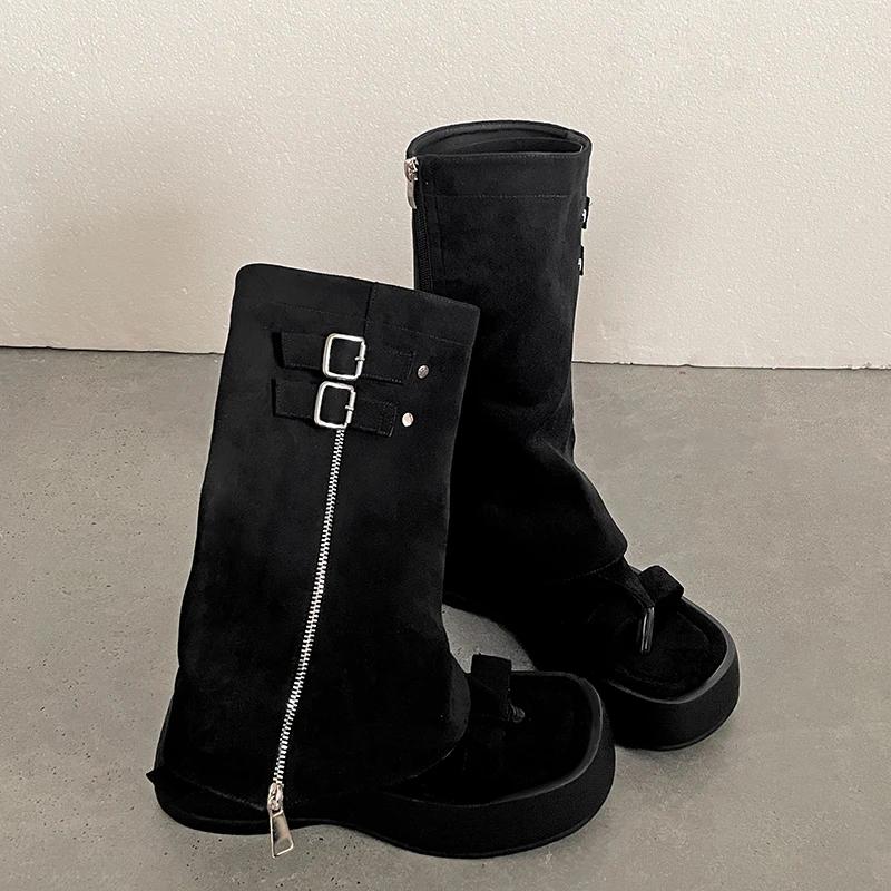 

Fashion Two toed thick soled sandals for women 2025 new summer hot girl western leg cool boots 35