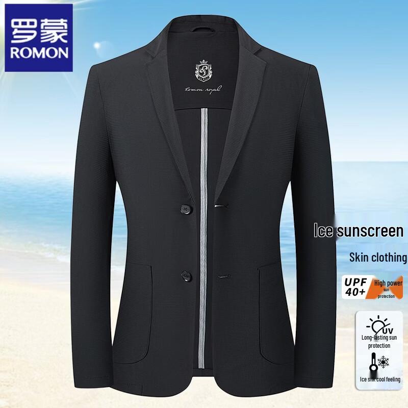 ROMON Men's Waffle Ice Silk Casual Sun Protection Blazer
