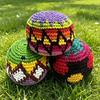 Hand Knitted Juggling Balls Set Crochet Hacky Footbag for Kids Adults Colorful Mixed Patterns Crochet Sensory Ball for Outdoor Play Party Favors