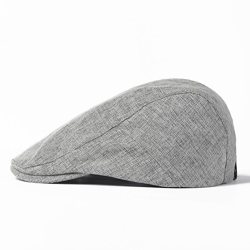Cotton and Linen Forward Cap Men's Simple Retro Duck-teak Cap Autumn Hat Literary Youth Beret Old Man Cap