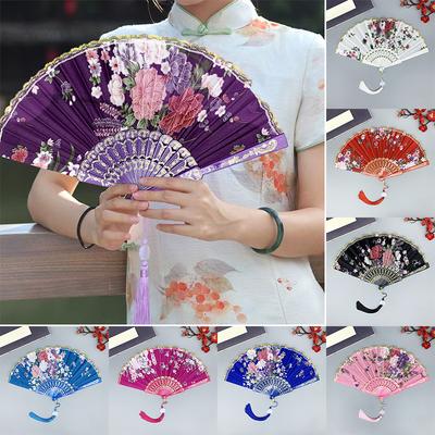 1Pc Flower Pattern Fashion Hand Held Vintage Stamping Design Elegant & Luxurious Folding Fan Chinese Style Dance Fan