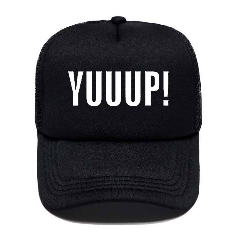 

Новый летний стиль, забавный взрослый YUUUP! Бейсбольная кепка с буквами и принтом, высококачественная унисекс, регулируемая шляпа дальнобойщика Adult Size 55to58cm