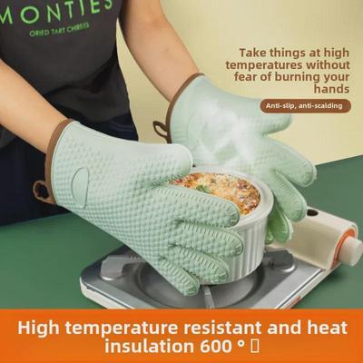 Mănuși de copt din silicon rezistente la temperaturi înalte - Antiderapante, Mănuși de bucătărie anti-opărire pentru cuptor