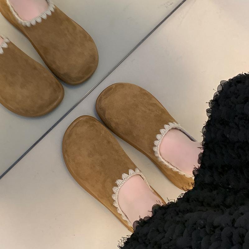 Retro Embroidery Thick-soled Women's Early Autumn New Outer Wear One Pedal Casual Versatile Bag Head Half Slippers