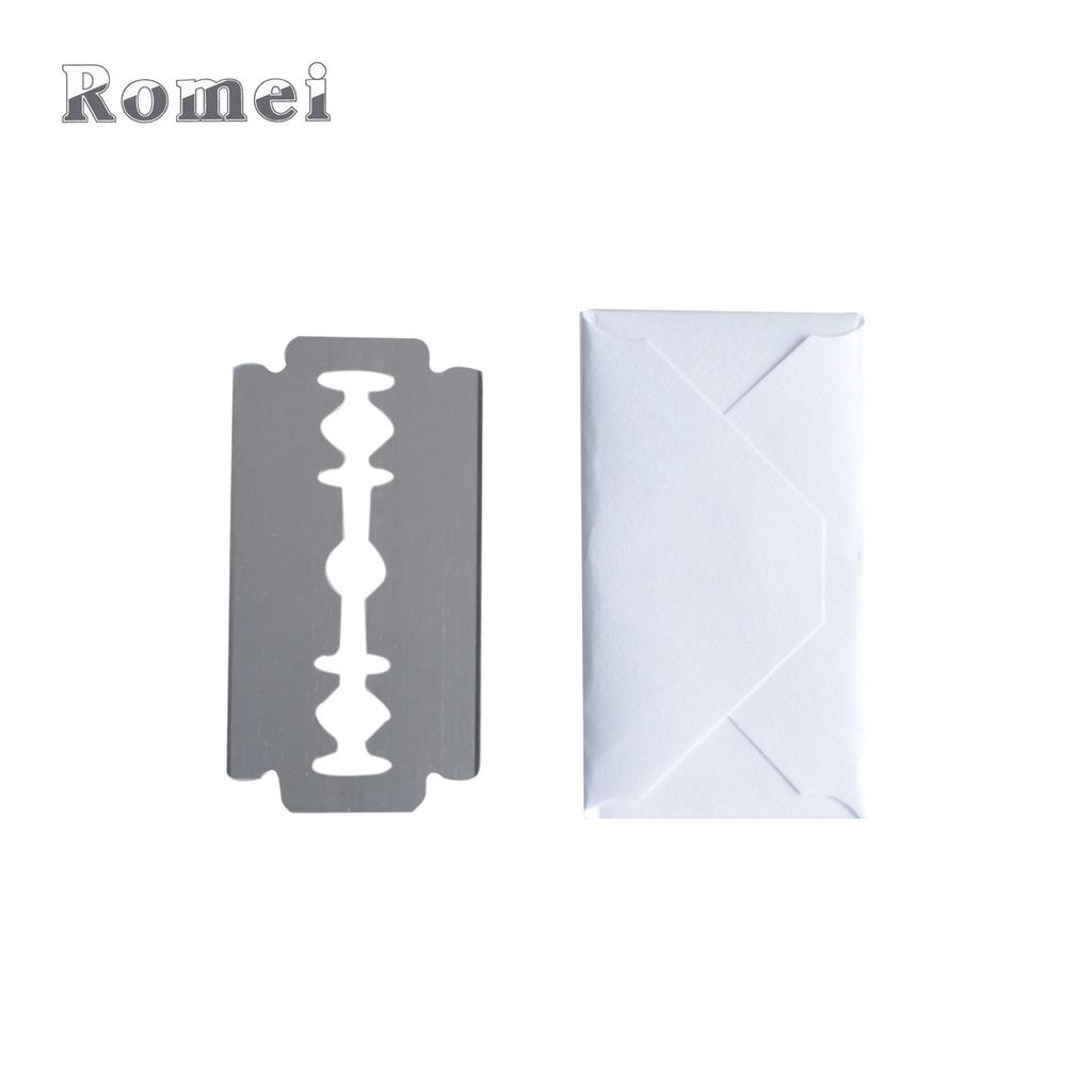 Luo Mei Stainless Steel Double-Sided Eyebrow Razors - 100 Large, 20 Medium Blades with Hair Comb