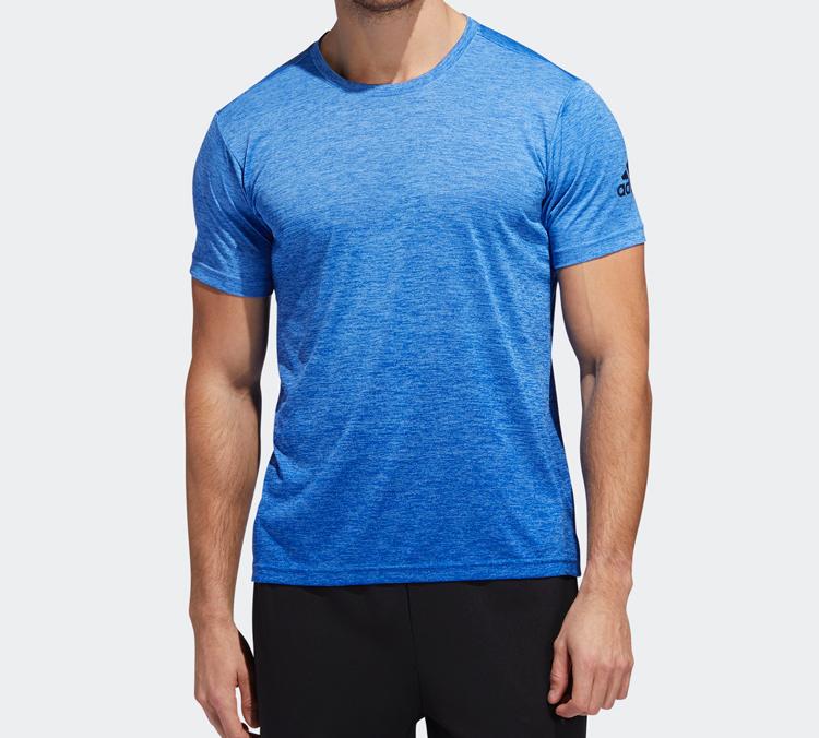Adidas T Shirts Men's Natural Blue Crew Neck Moderate Straight Fit EC1088