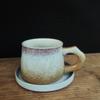 Retro Ceramic Coffee Cup And Saucer Set Creative Souvenir Cup Afternoon Tea Mug Coarse Pottery Coffee Cup