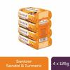 Santoor Sandalwood and Turmeric Bath Soap for Younger Looking and Glowing 125gx4