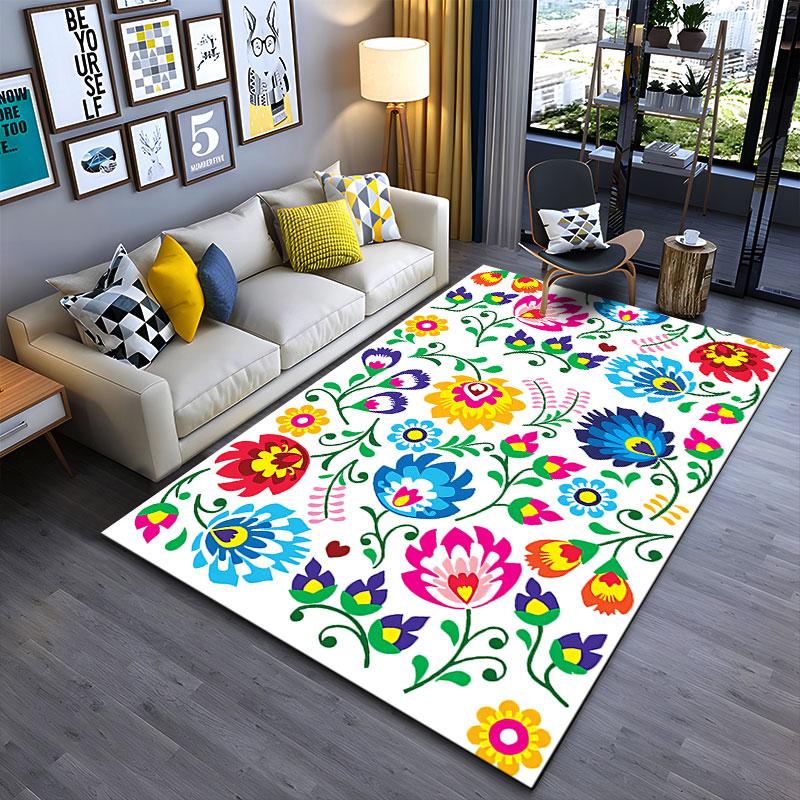 Colorful Floral Pattern Carpet suitable as a non-slip mat for the living room or bedroom sofa