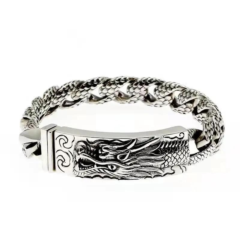 Trendy Brand Jewelry Retro Domineering Dragon Pattern Men's Bracelet Carved Dragon Head