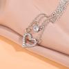 New Fashion Double Layer Love-shaped 925 Sterling Silver Personality Crystal Necklaces XL131