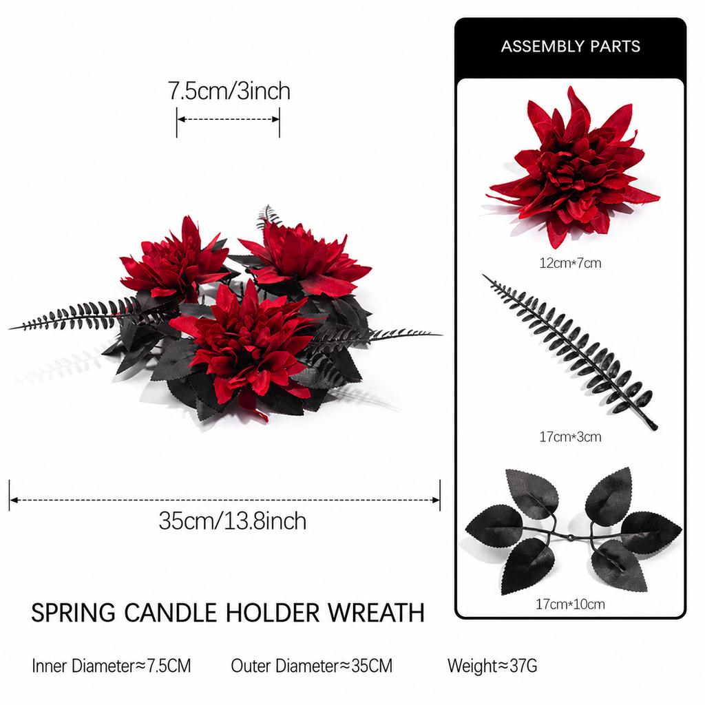 Artificial Floral Wreath Natural Colors Simulation Floral Wreath Decorative Flowers Wreath Mold-Resistant Nordic Candle Holder