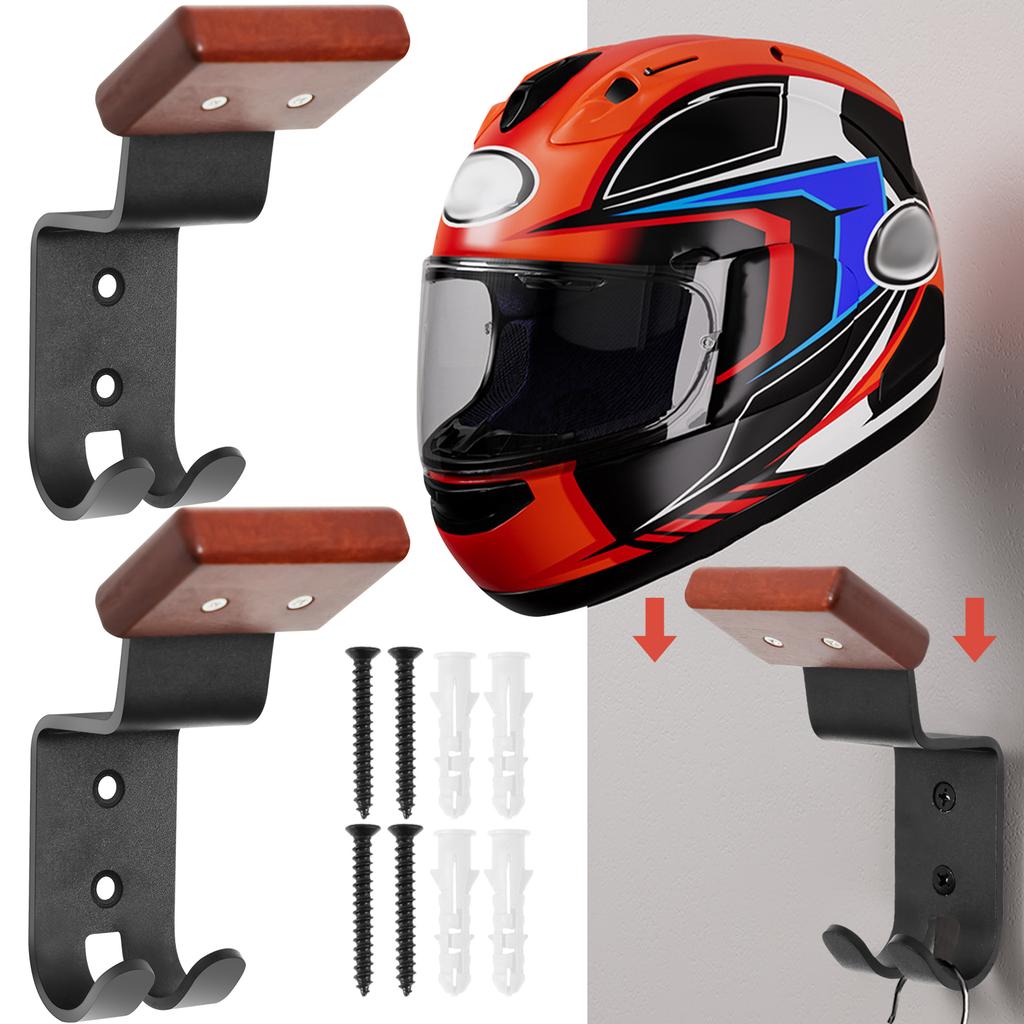 180°Motorcycle Helmet Rack, Rotation Metal Helmet Holder with 2 Hooks Helmet Hanger for Motorcycle Bike Coats, Caps, Baseballs