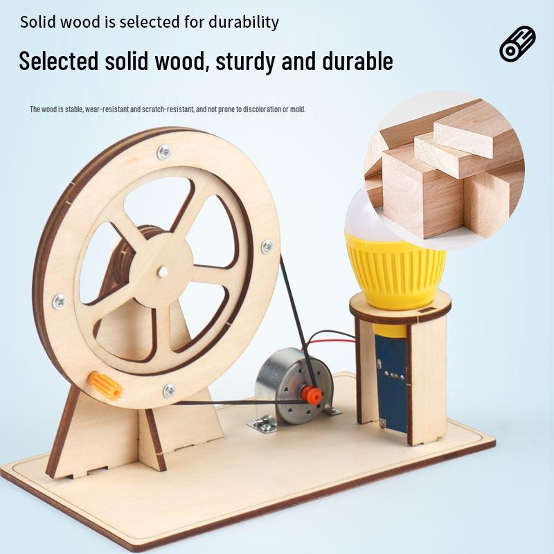 Wooden DIY Hand-Crank Generator: Educational Science Toy for Kids